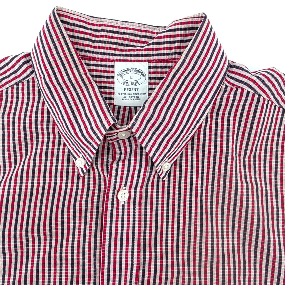 Brooks Brothers Regent Fit Mens Large Tattersall Check Button Down Americana